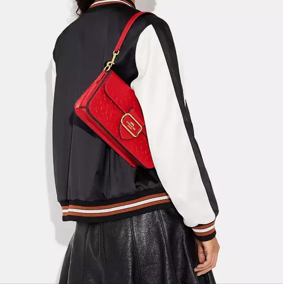 NWT Coach Morgan Shoulder Bag in Signature Leather - Electric Red - Picture 3 of 8
